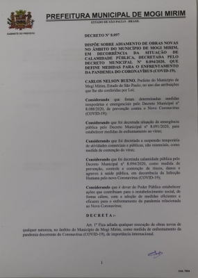 Prefeito de Mogi Mirim decreta o repasse de mais recursos para o combate ao Covid-19