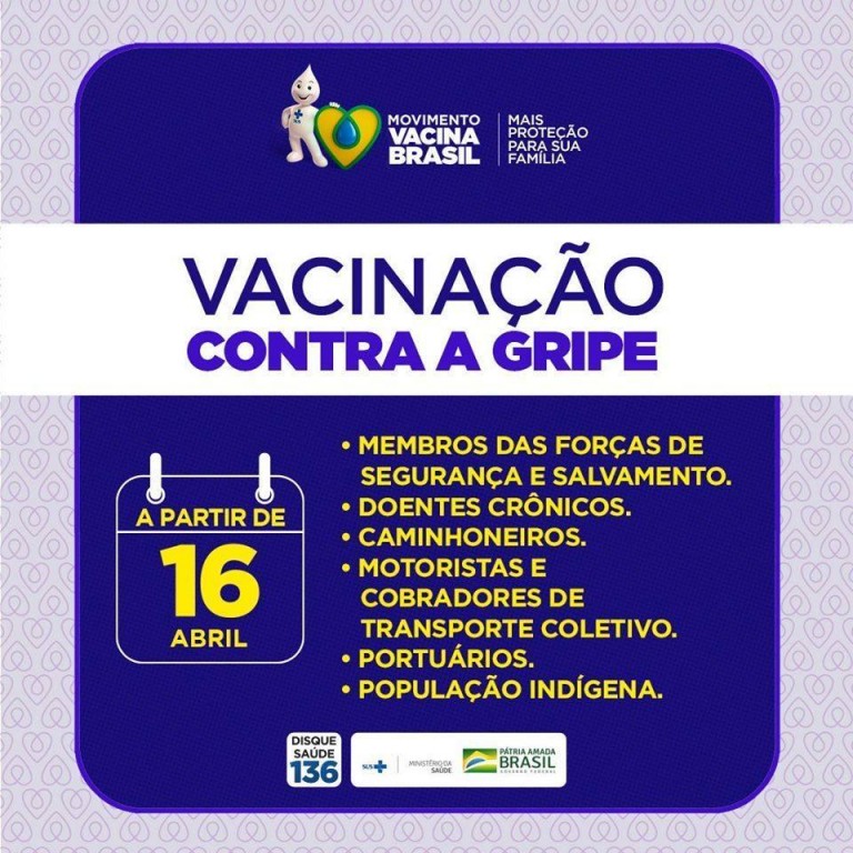 Secretaria de saúde dará início à 2ª etapa da Campanha de Vacinação contra Gripe