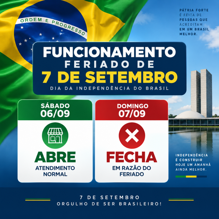 CONFIRA O QUE ABRE E FECHA NO FERIADO DE 7 DE SETEMBRO