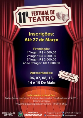 Estão abertas as inscrições para o 11º Festival de Teatro